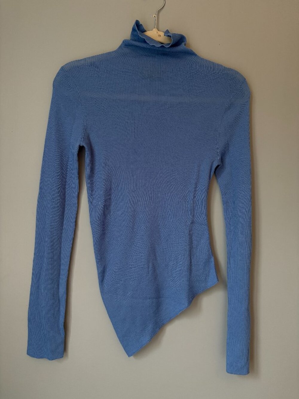 Semi-Sheer Blue Turtleneck Sweater